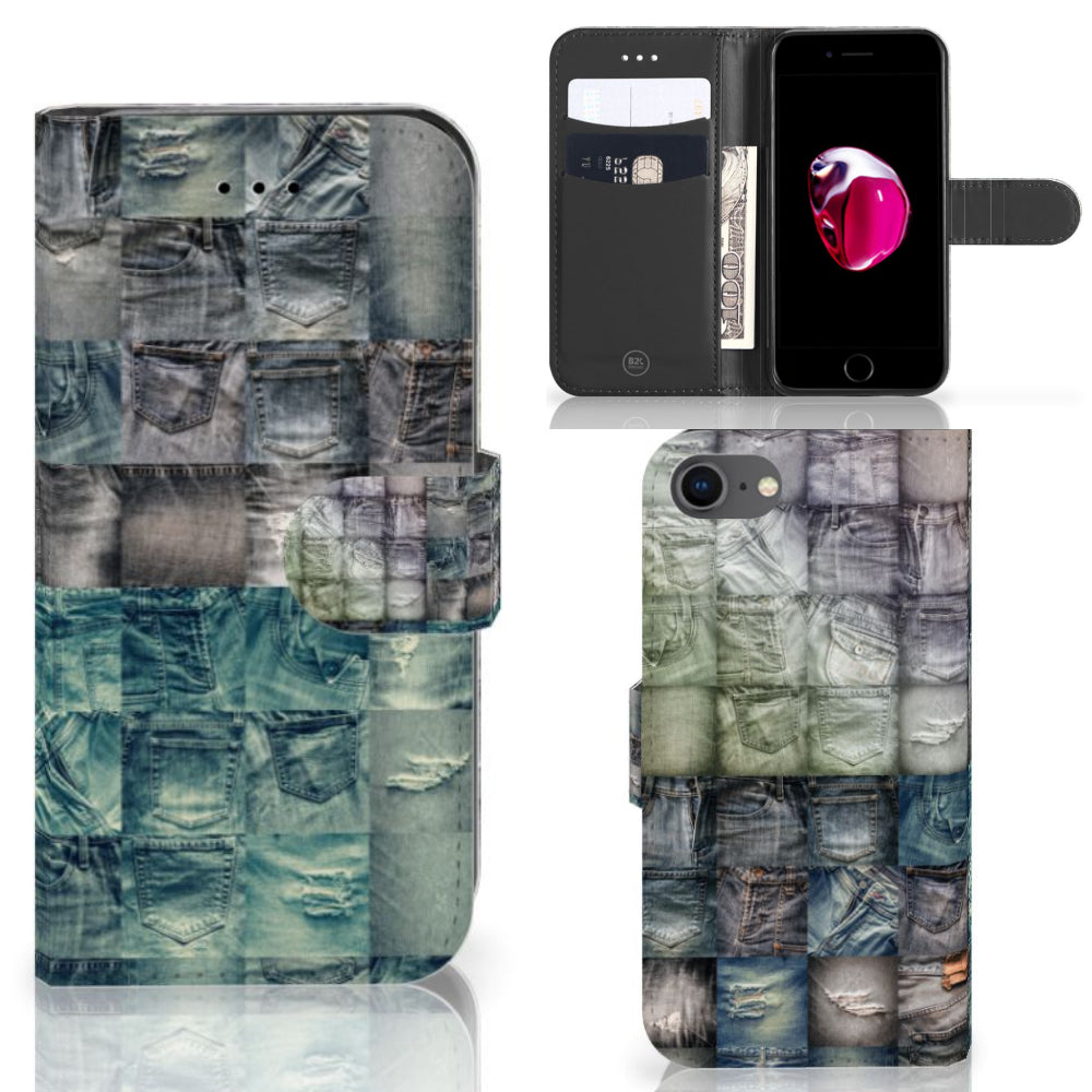 Wallet Case met Pasjes iPhone 7 | 8 | SE (2020) | SE (2022) Spijkerbroeken