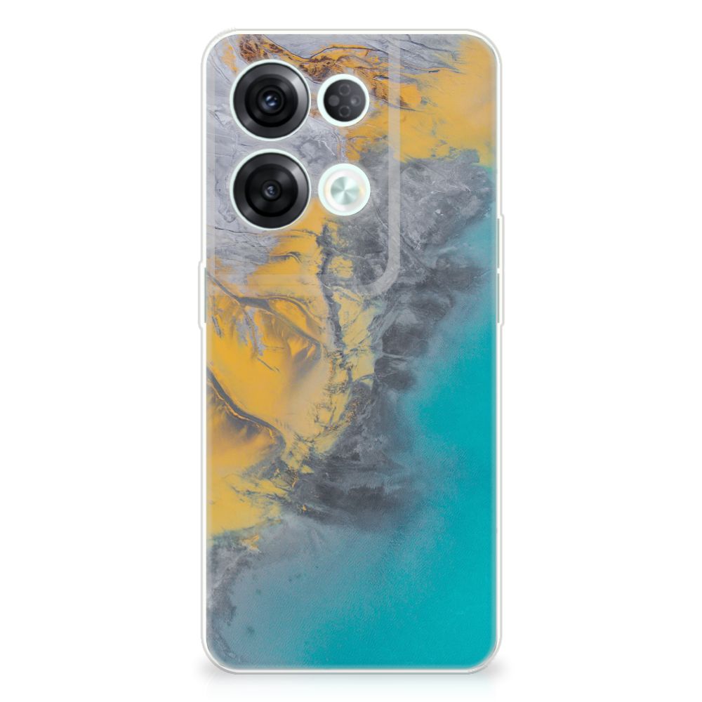 OPPO Reno8 Pro TPU Siliconen Hoesje Marble Blue Gold B2C Telecom