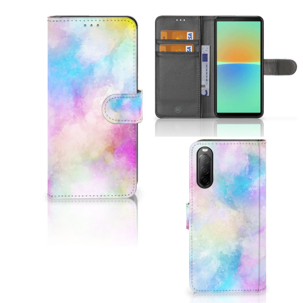 Hoesje Sony Xperia 10 IV Watercolor Light met pastelkleuren en pasjeshouder