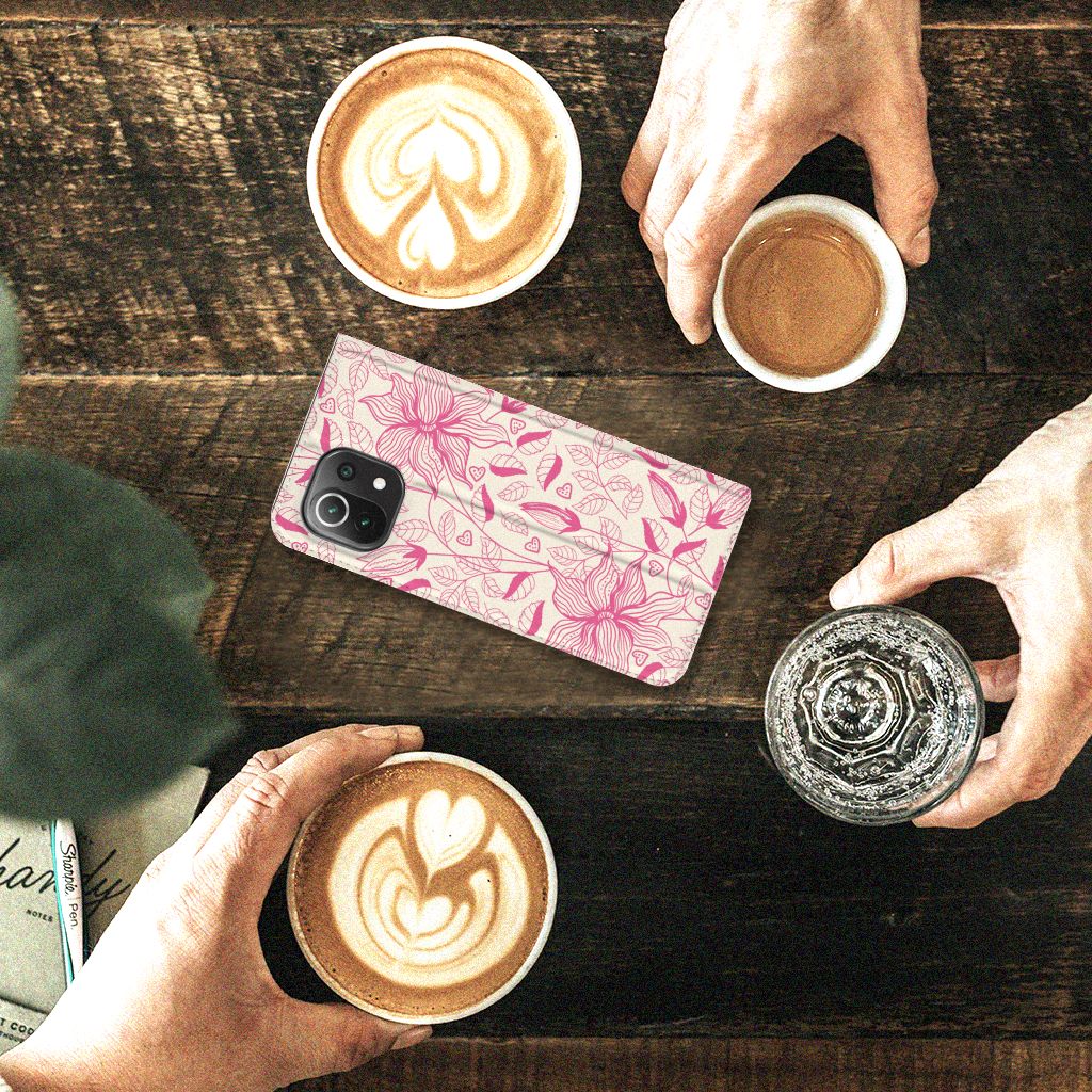 Xiaomi 11 Lite NE 5G | Mi 11 Lite Smart Cover Pink Flowers - B2C Telecom