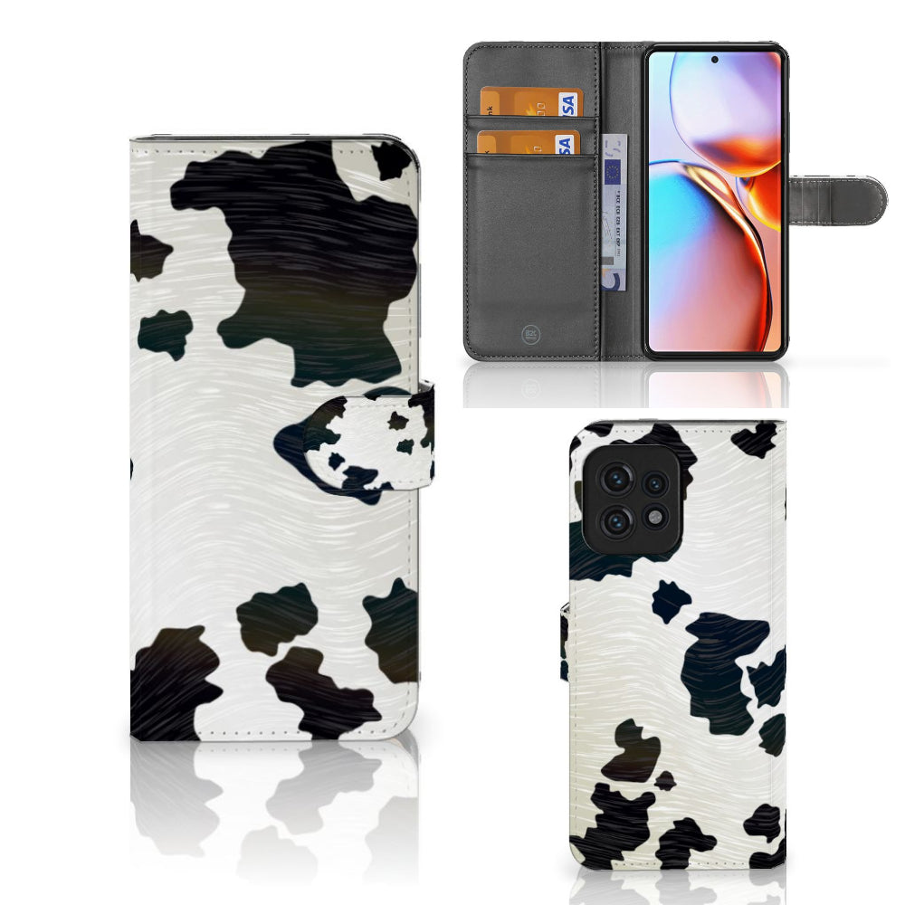 Motorola Edge 40 Pro Telefoonhoesje met Pasjes Koeienvlekken