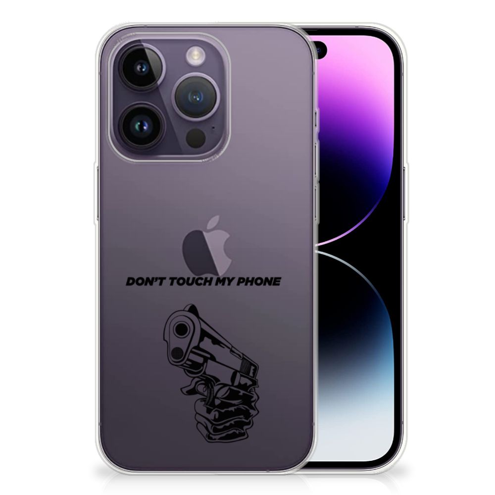 Apple iPhone 14 Pro Silicone-hoesje Gun Don't Touch My Phone B2C Telecom