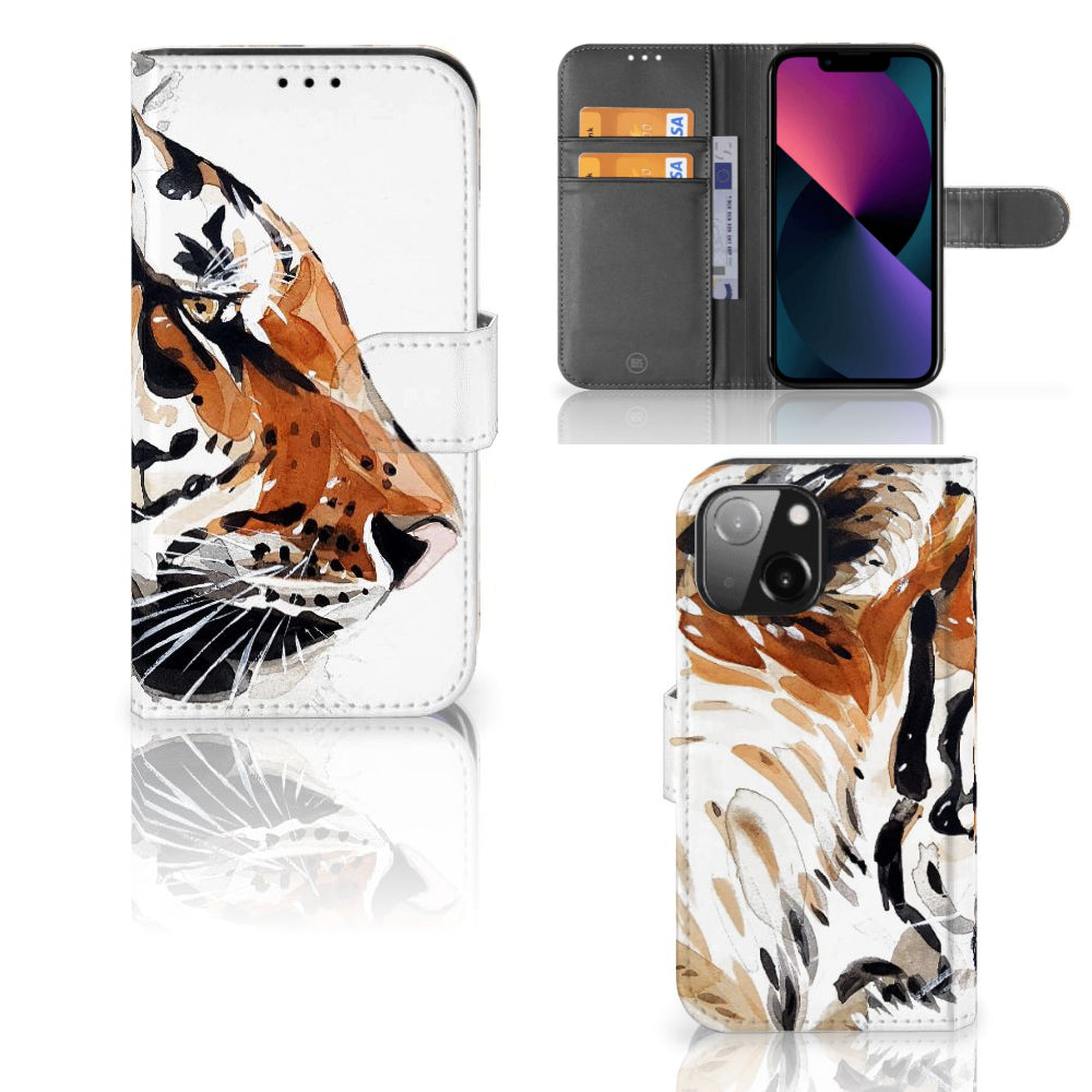 Hoesje iPhone 13 Mini Watercolor Tiger