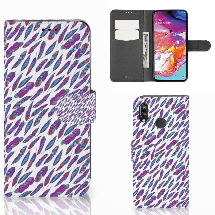 Samsung Galaxy A70 Telefoon Hoesje Feathers Color