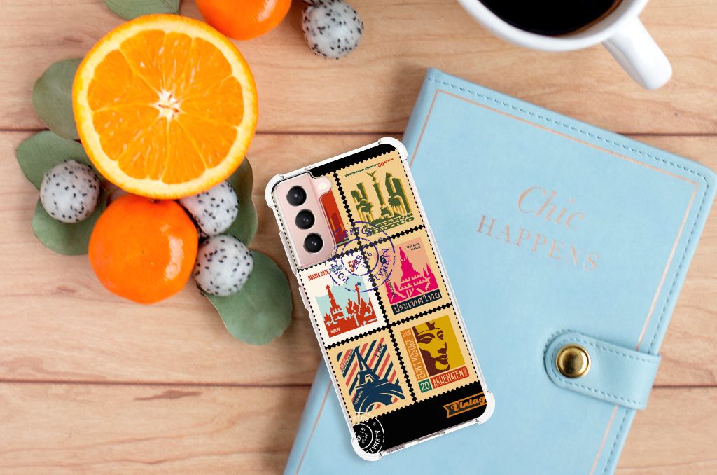 Samsung Galaxy S21 FE Telefoonhoesje met valbescherming Postzegels B2C Telecom
