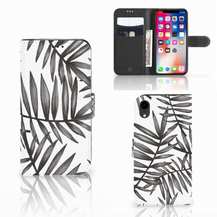 Apple iPhone Xr Hoesje Leaves Grey