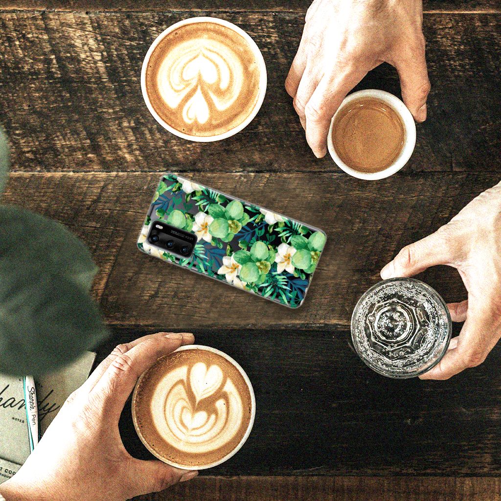 Huawei P40 TPU Case Orchidee Groen B2C Telecom
