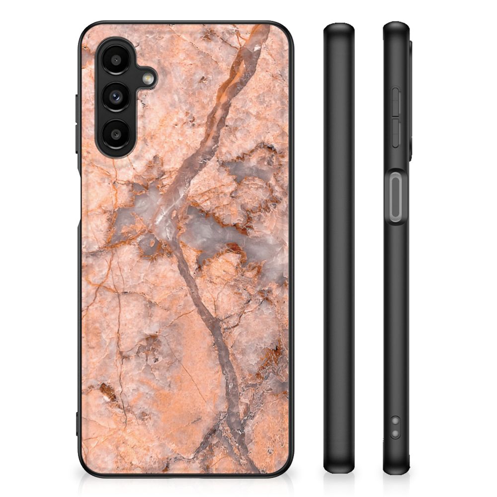 Samsung Galaxy A14 5G Marmeren Print Telefoonhoesje Marmer Oranje - Marmeren design back cover voor bescherming en stijl.