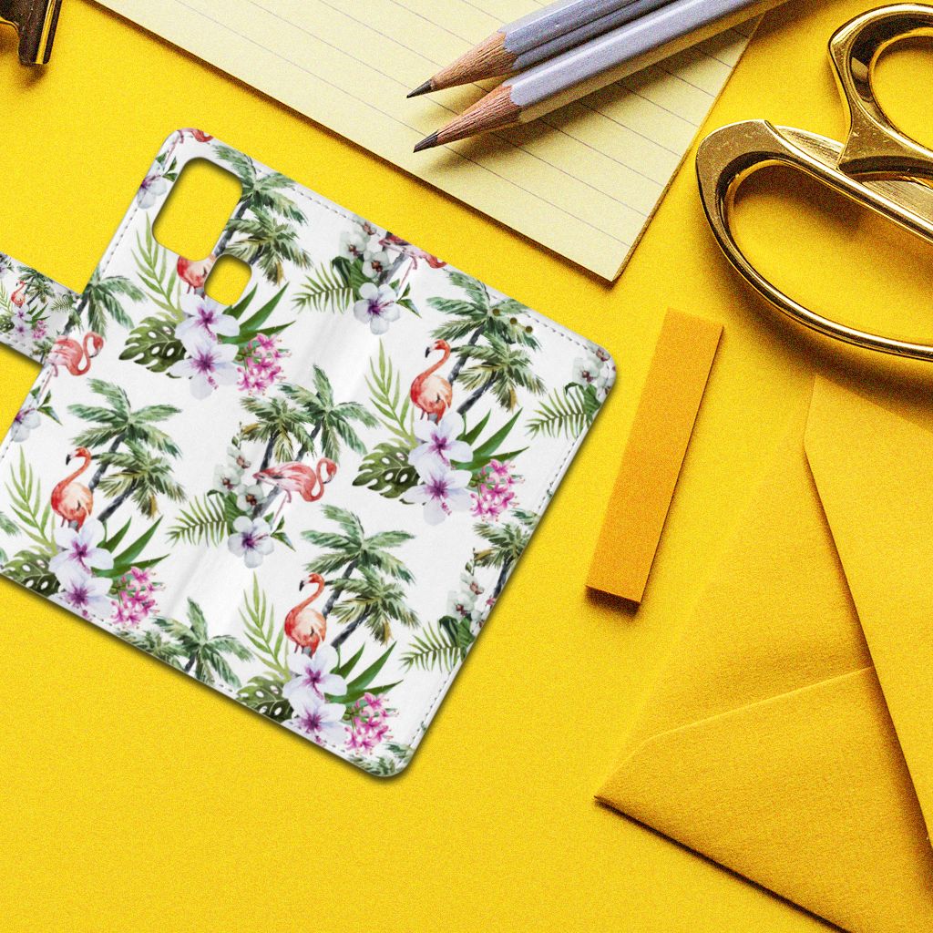 Samsung Galaxy M31 Telefoonhoesje met Pasjes Flamingo Palms