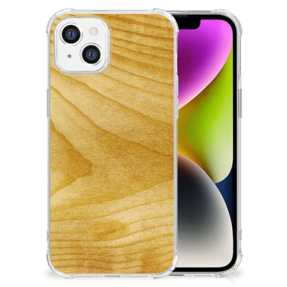 iPhone 14 Stevig Telefoonhoesje Licht Hout