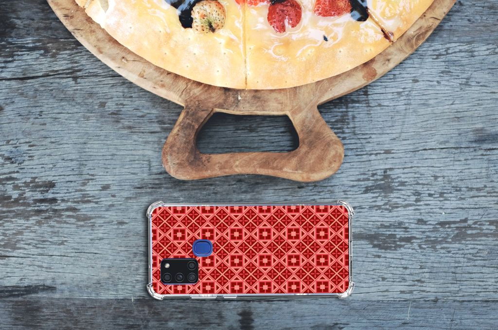 Samsung Galaxy A21s Doorzichtige Silicone Hoesje Batik Rood B2C Telecom