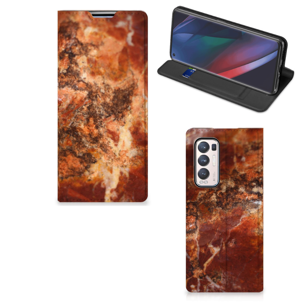 OPPO Find X3 Neo Standcase Marmer Bruin - B2C Telecom