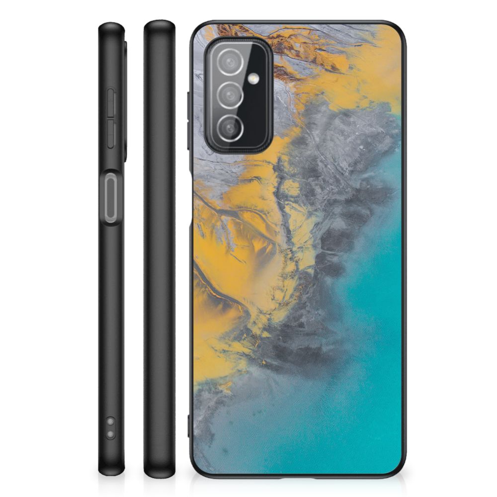 Samsung Galaxy M52 Marmeren Print Telefoonhoesje Marble Blue Gold B2C Telecom