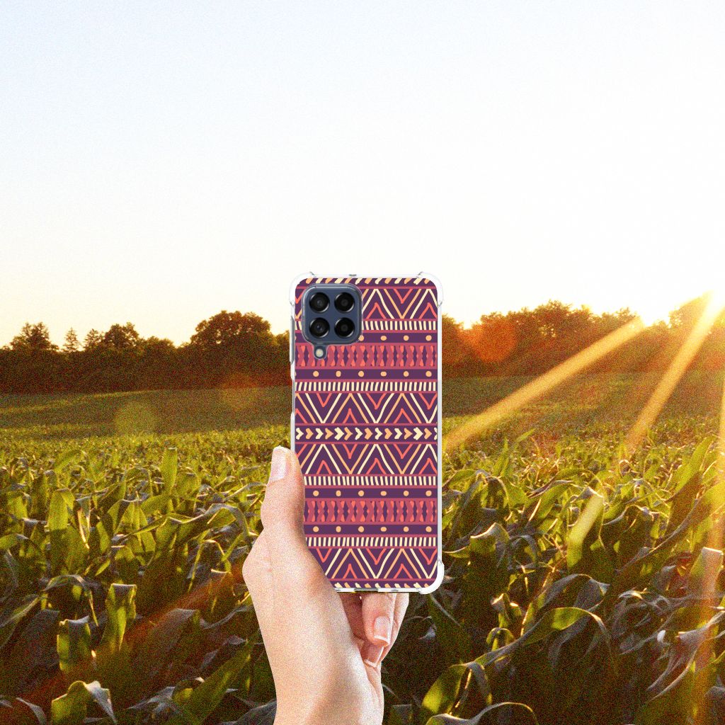Samsung Galaxy M53 Doorzichtige Silicone Hoesje Aztec Paars B2C Telecom