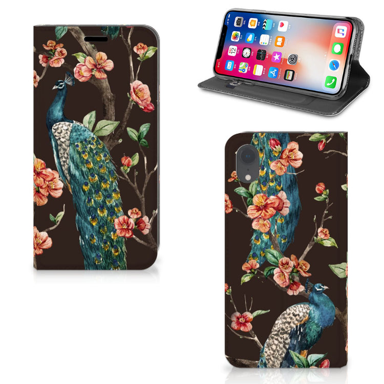 Apple iPhone Xr Hoesje maken Pauw met Bloemen