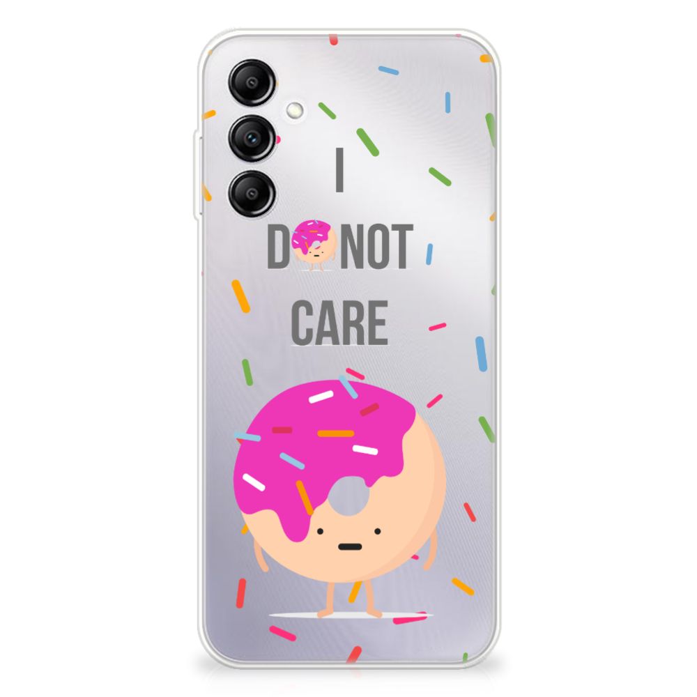 Samsung Galaxy A14 5G Siliconen Case Donut Roze met een grappige donut en kleurrijke sprinkles.