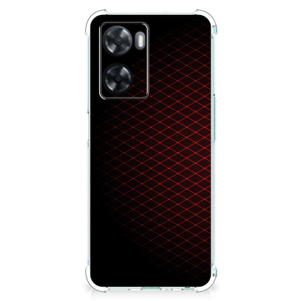 OPPO A57 | A57s | A77 4G Doorzichtige Silicone Hoesje Geruit Rood