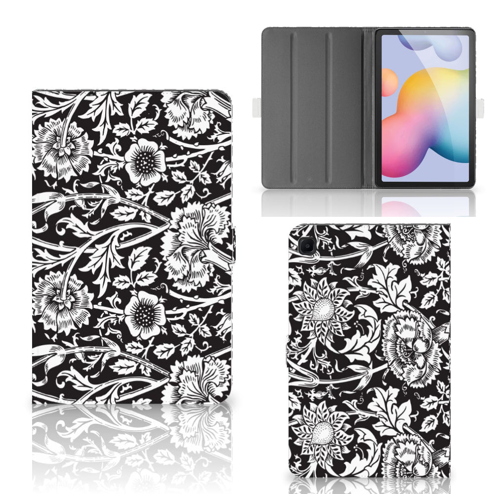 Samsung Galaxy Tab S6 Lite | S6 Lite (2022) Tablet Cover Black Flowers