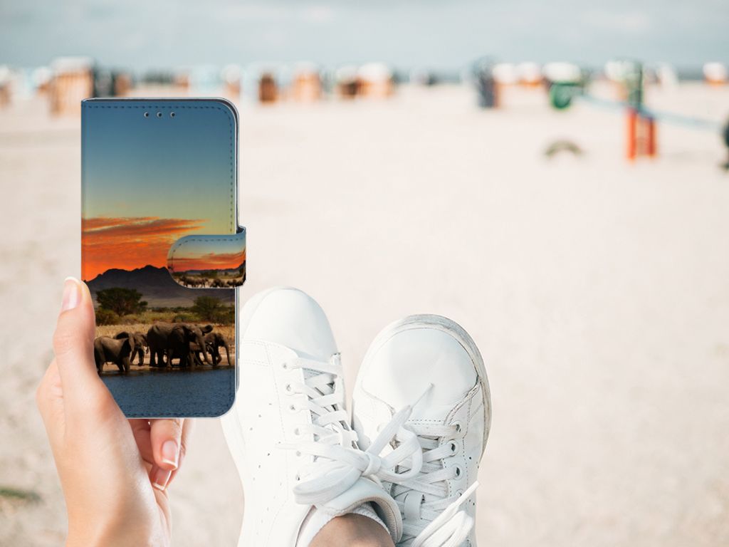 Samsung Galaxy M10 Telefoonhoesje met Pasjes Olifanten