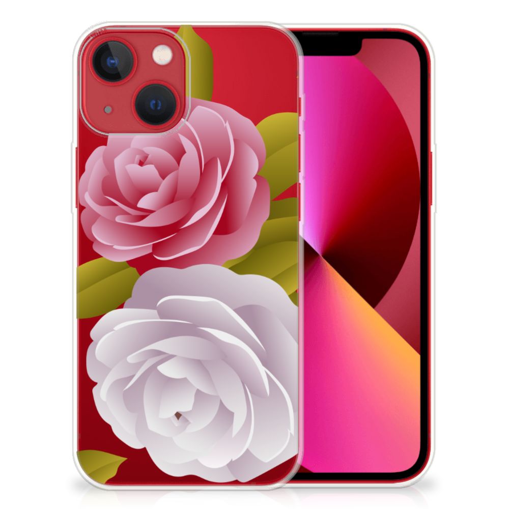 Apple iPhone 13 TPU Case Roses met bloemen design op een transparante achterkant đš