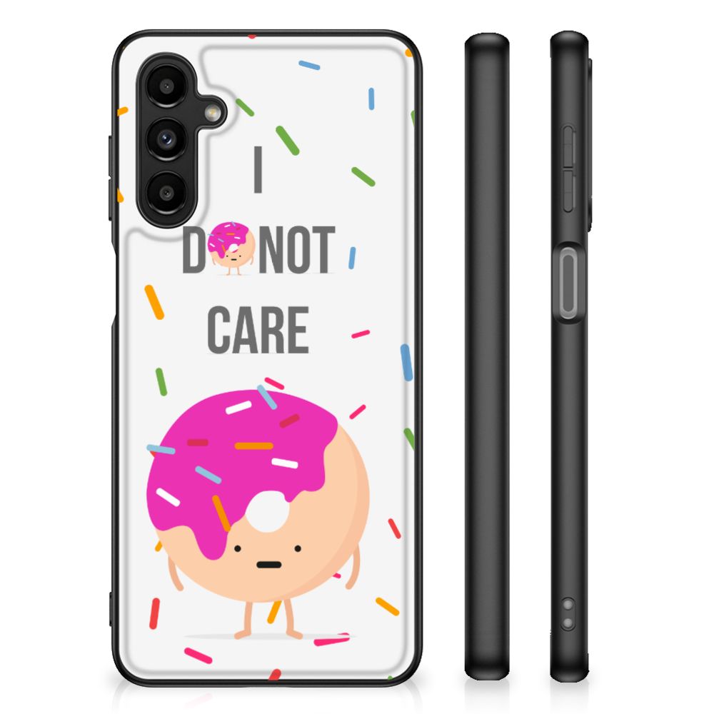 Samsung Galaxy A14 5G Back Cover Hoesje Donut Roze met kleurrijke donut en tekst 'I DO NOT CARE'.