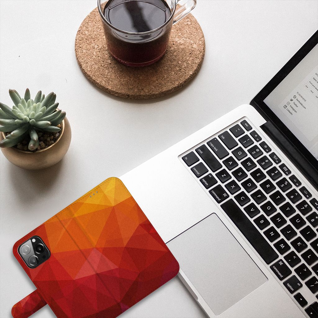 Book Case voor iPhone 13 Pro Max Polygon Red