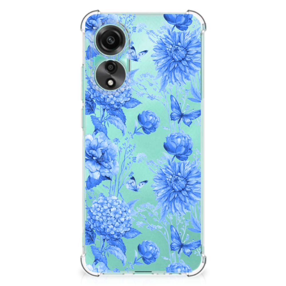 Case voor OPPO A78 4G Flowers Blue