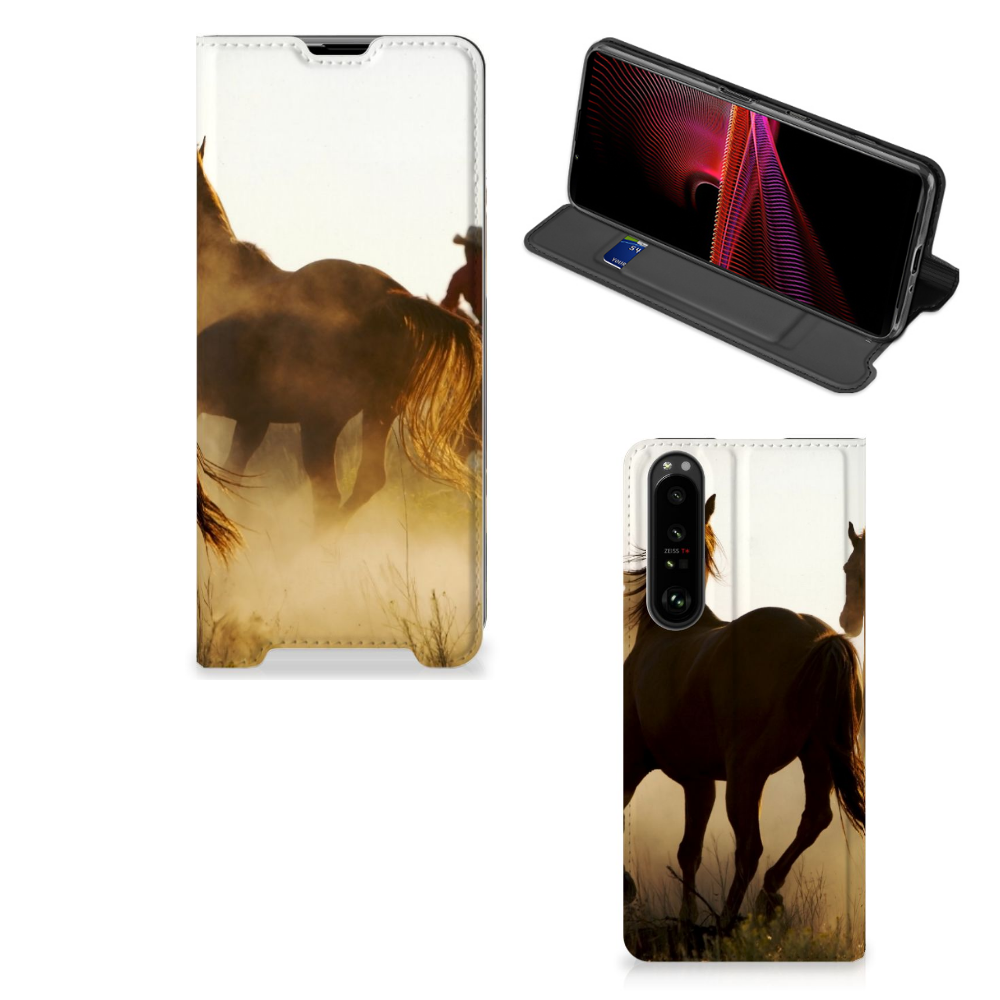 Sony Xperia 1 III Hoesje maken Design Cowboy met paardenprint in mooi ontwerp.