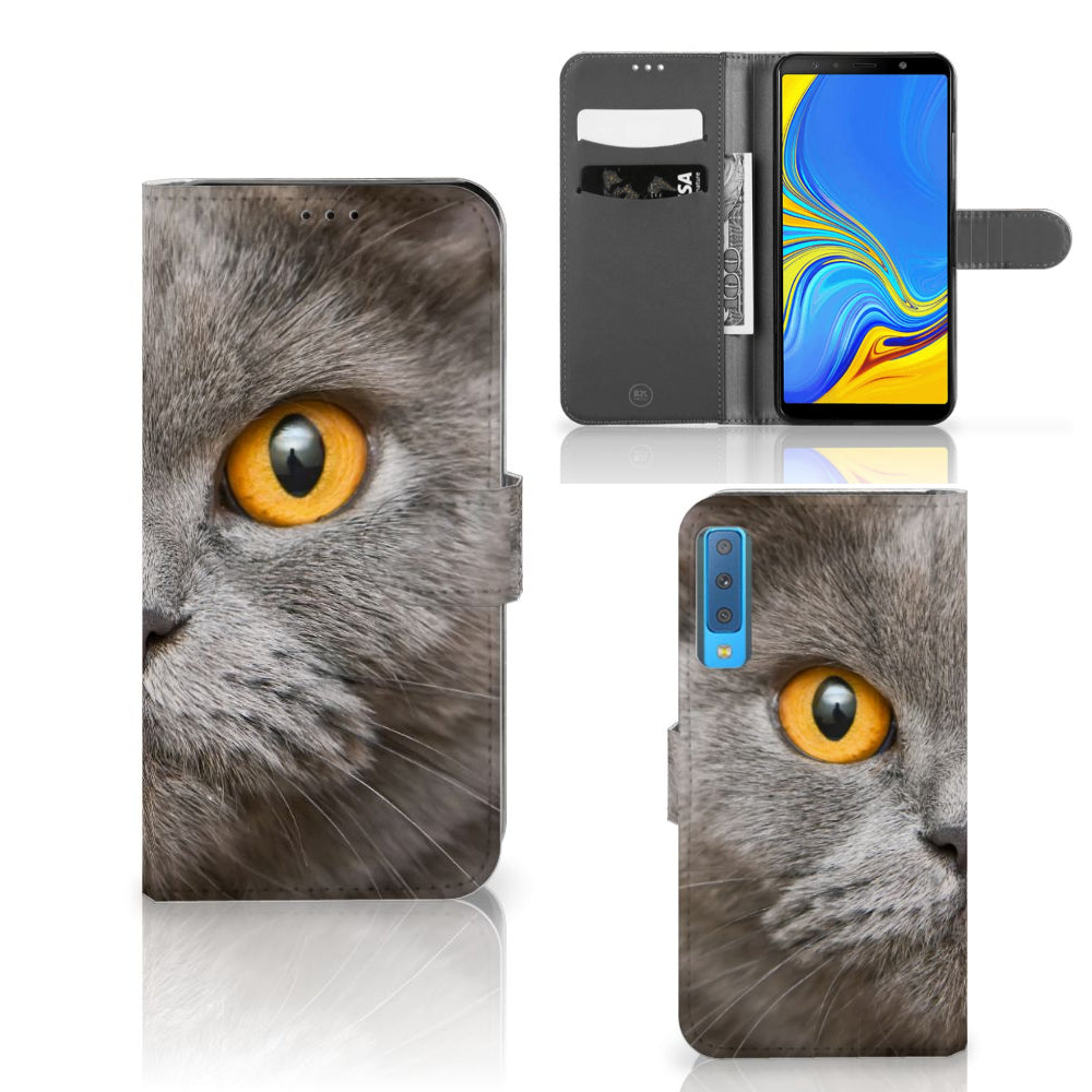 Telefoonhoesje met Pasjes Samsung Galaxy A7 (2018) Britse Korthaar
