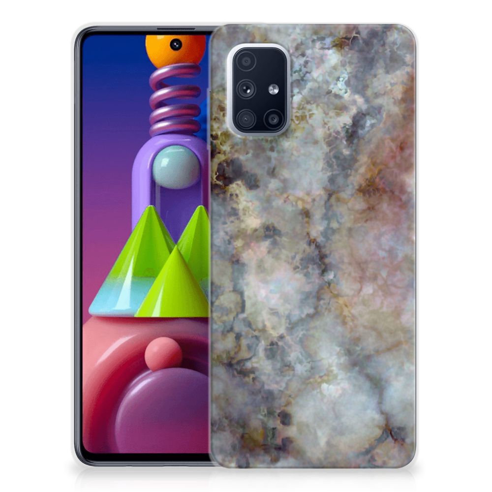 Samsung Galaxy M51 TPU Siliconen Hoesje Marmer Grijs