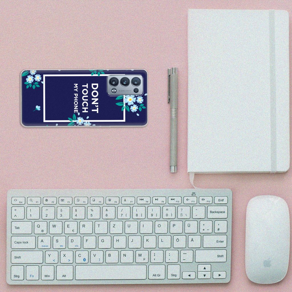 OPPO Reno 6 Pro Plus 5G Silicone-hoesje Flowers Blue DTMP B2C Telecom