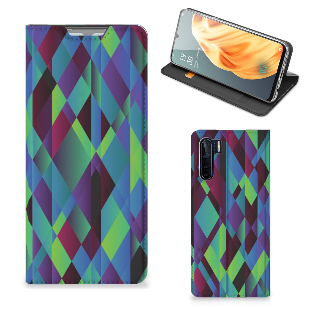 OPPO Reno3 | A91 Stand Case Abstract Green Blue - B2C Telecom