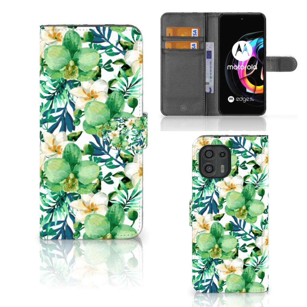 Motorola Edge 20 Lite Hoesje Orchidee Groen