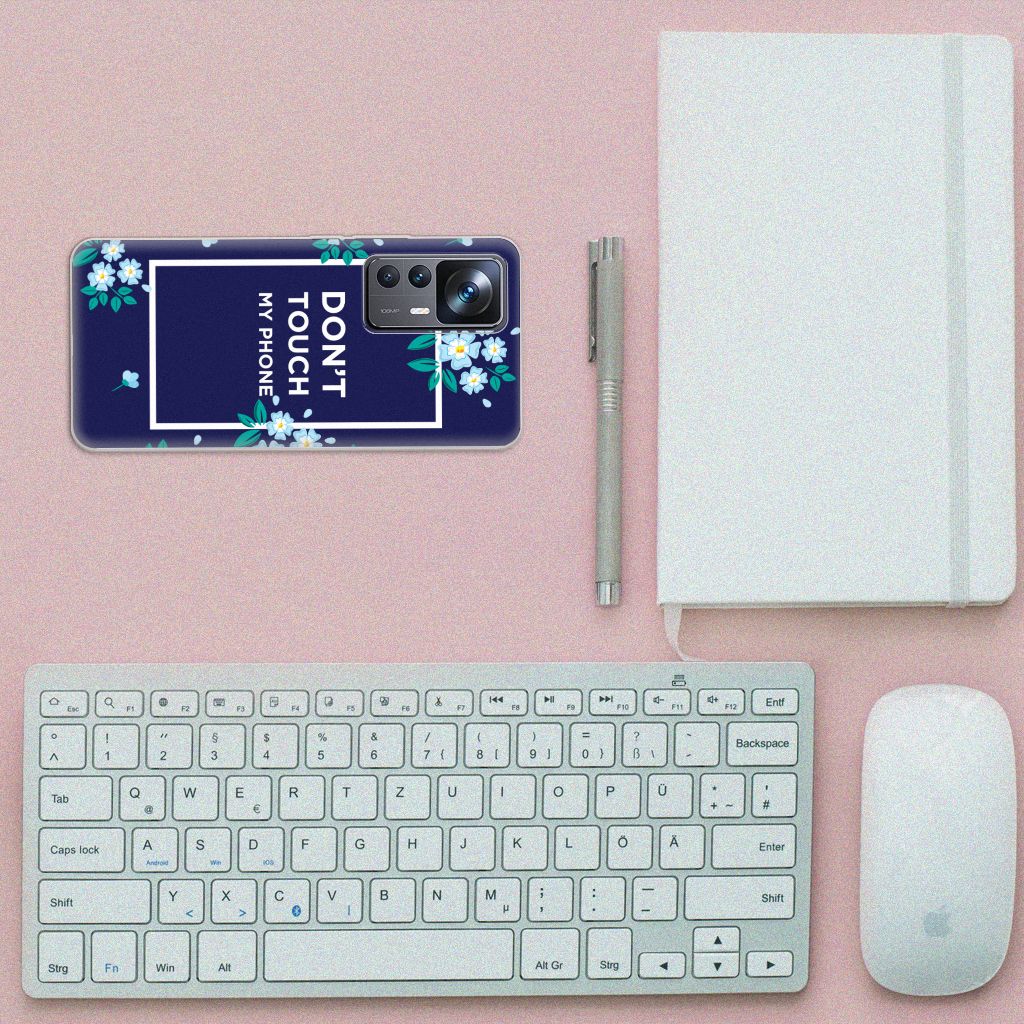 Xiaomi 12T | 12T Pro Silicone-hoesje Flowers Blue DTMP