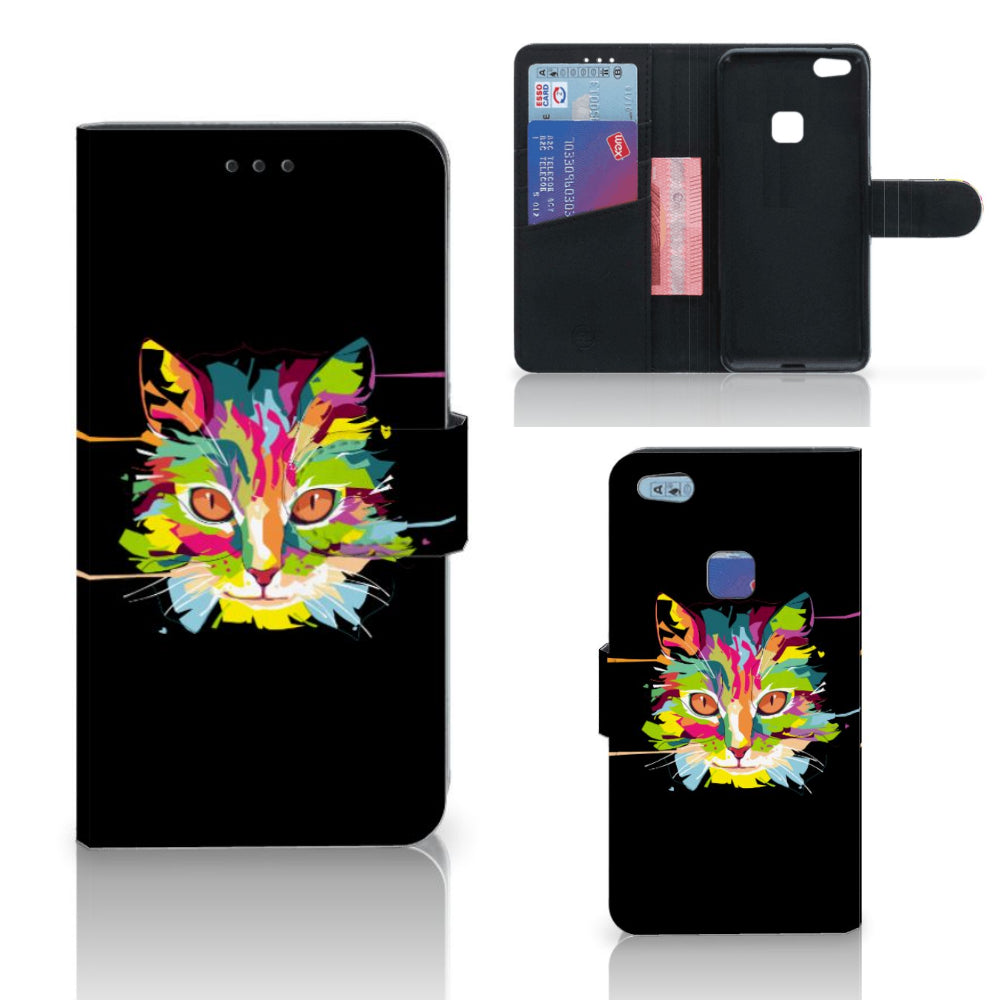 Huawei P10 Lite Leuk Hoesje Cat Color