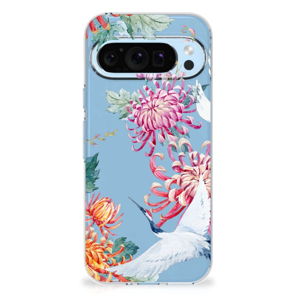 Google Pixel 9 | 9 Pro TPU Hoesje Bird Flowers