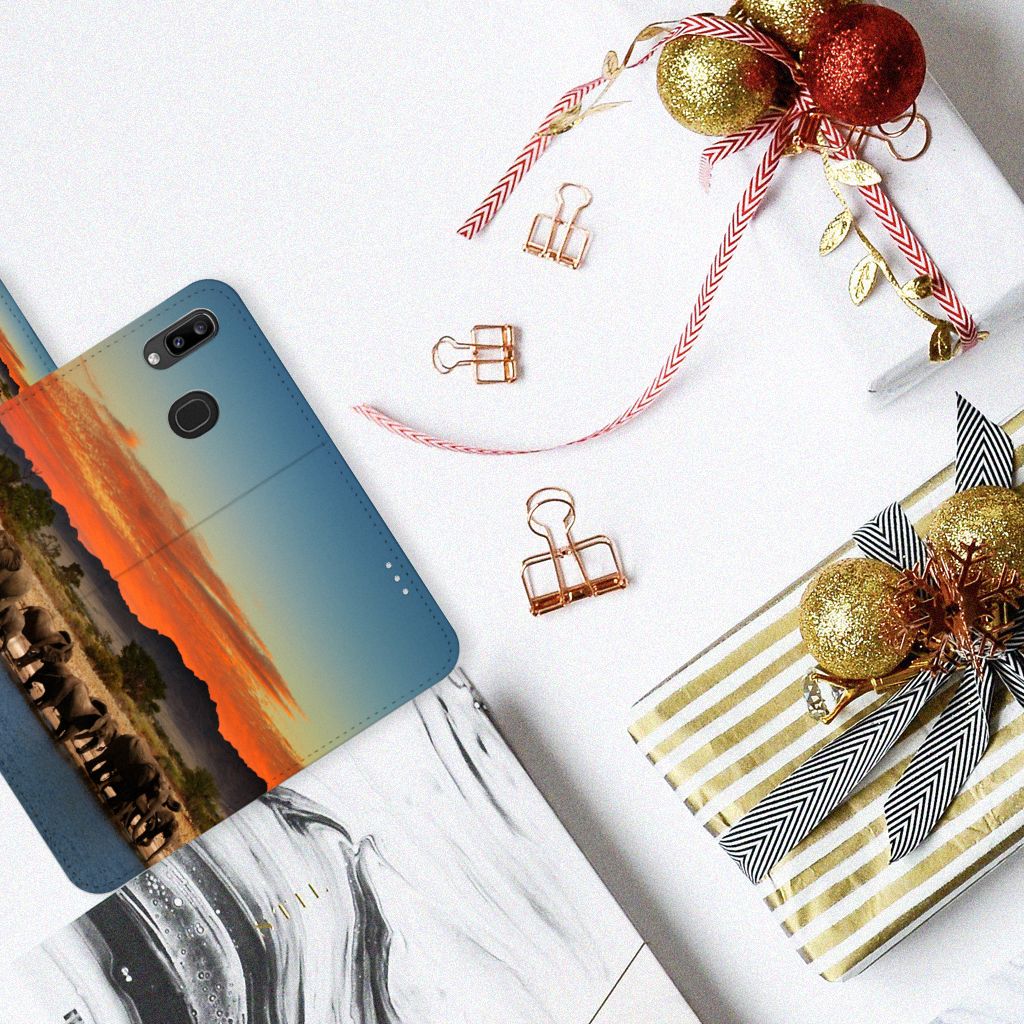 Samsung Galaxy A30 Telefoonhoesje met Pasjes Olifanten