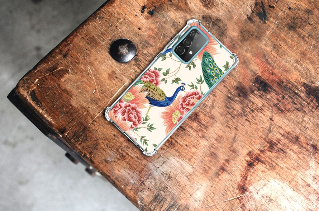 Case Anti-shock voor Samsung Galaxy A52 4G/5G Pink Peacock - B2C Telecom