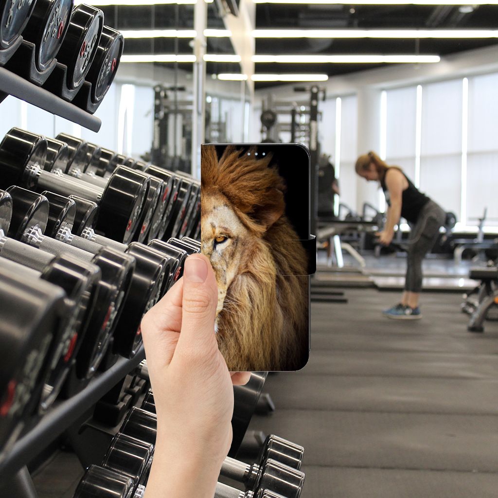 Samsung Galaxy A21s Telefoonhoesje met Pasjes Leeuw