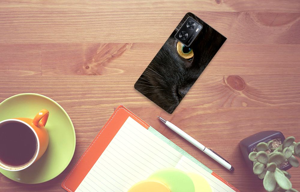 OPPO A57 | A57s | A77 4G Hoesje maken Zwarte Kat - B2C Telecom