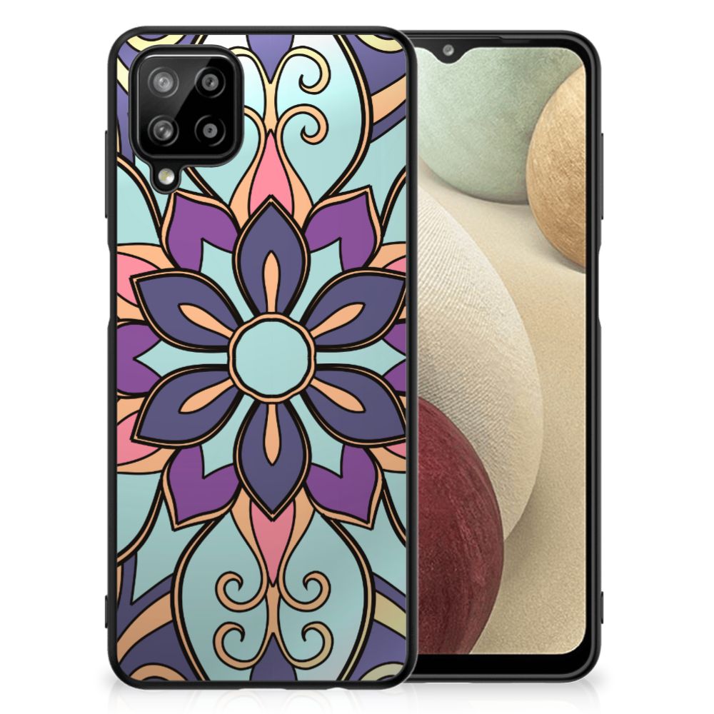 Samsung Galaxy A12 Bloemen Hoesje Purple Flower B2C Telecom
