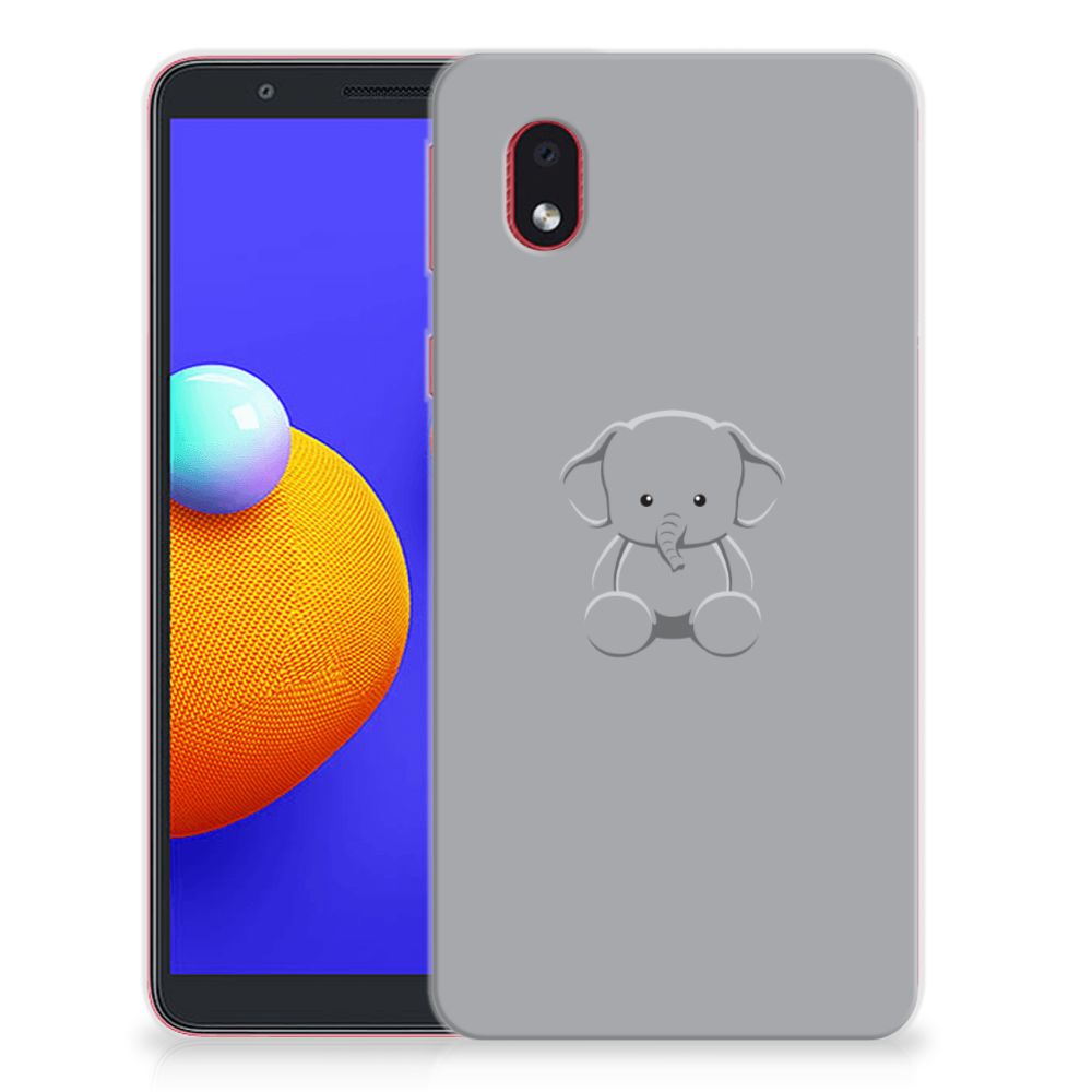 Samsung Galaxy A01 Core Telefoonhoesje met Naam Grijs Baby Olifant