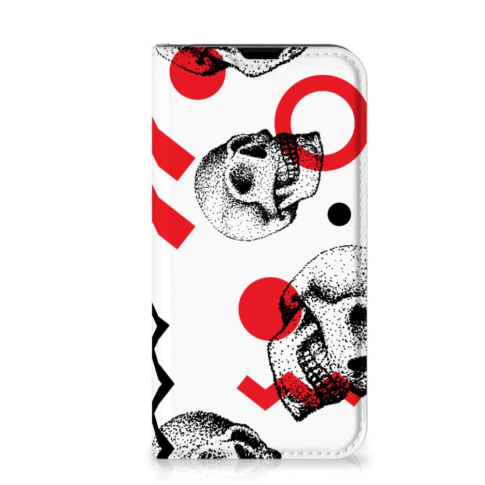 Mobiel BookCase iPhone 13 Mini Skull Red - B2C Telecom