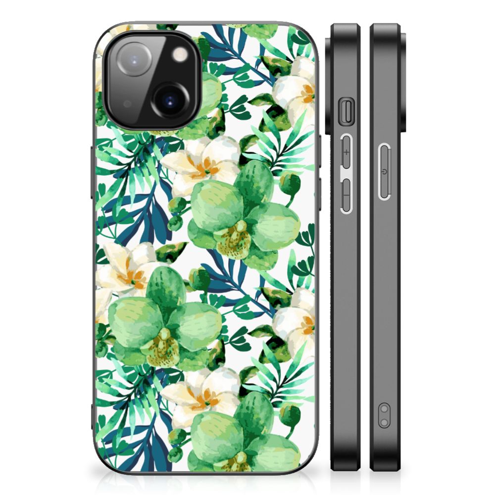 Apple iPhone 13 | iPhone 14 Bloemen Hoesje Orchidee Groen