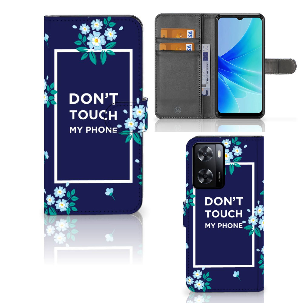 PPO A57 | A57s | A77 4G Portemonnee Hoesje Flowers Blue DTMP