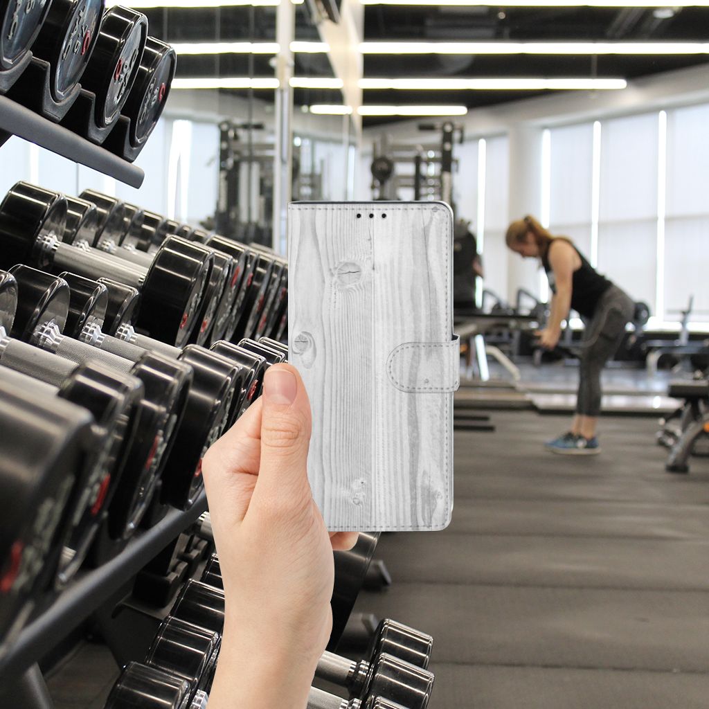 Alcatel 1S (2021) Book Style Case White Wood