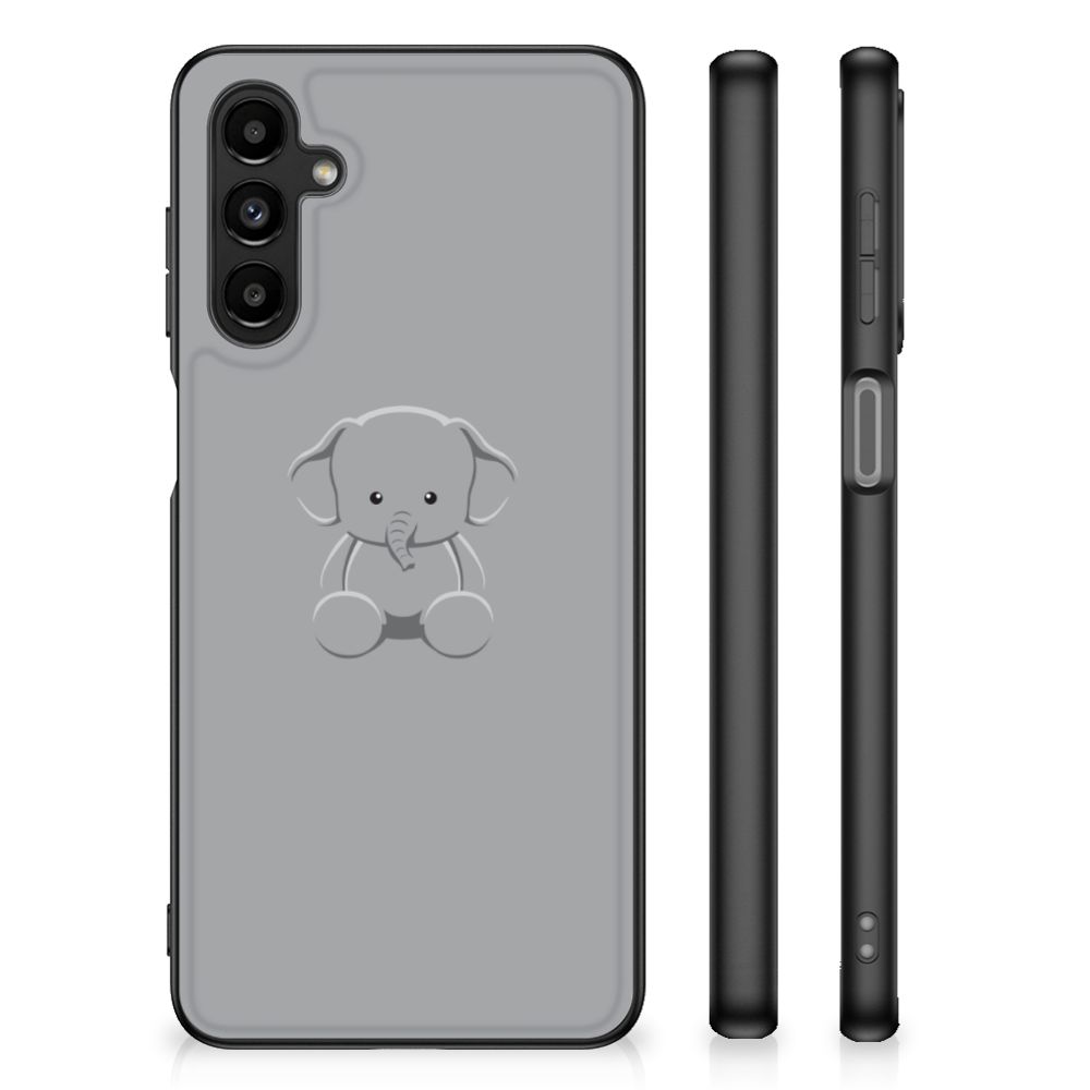 Samsung Galaxy A14 5G Hoesje Grijs Baby Olifant met schattige olifant illustratie en slanke TPU bescherming.