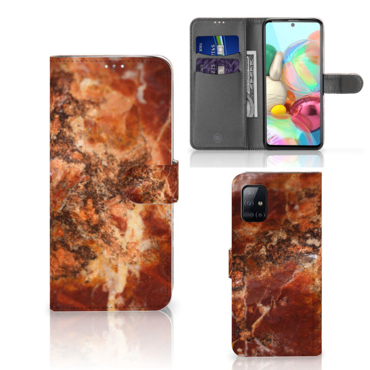 Samsung Galaxy A71 Bookcase Marmer Bruin