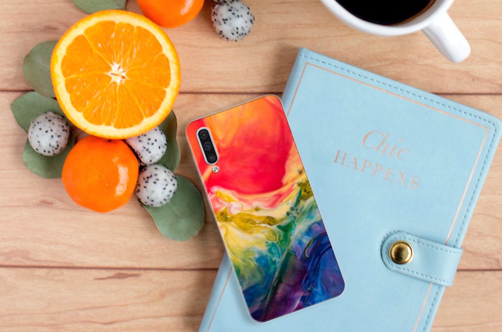 Hoesje maken Samsung Galaxy A50 Watercolor Dark
