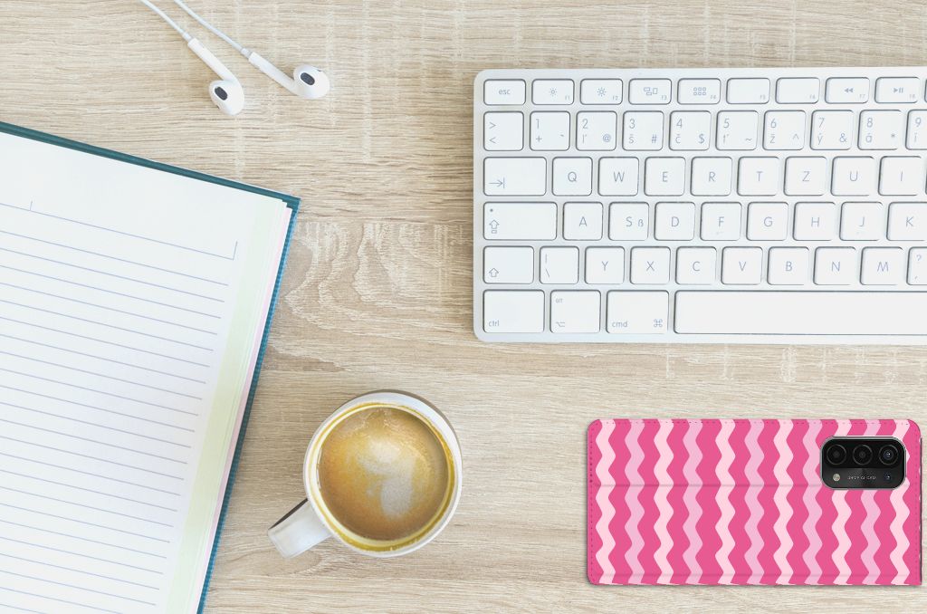 OPPO A54 5G | A74 5G | A93 5G Hoesje met Magneet Waves Pink - B2C Telecom